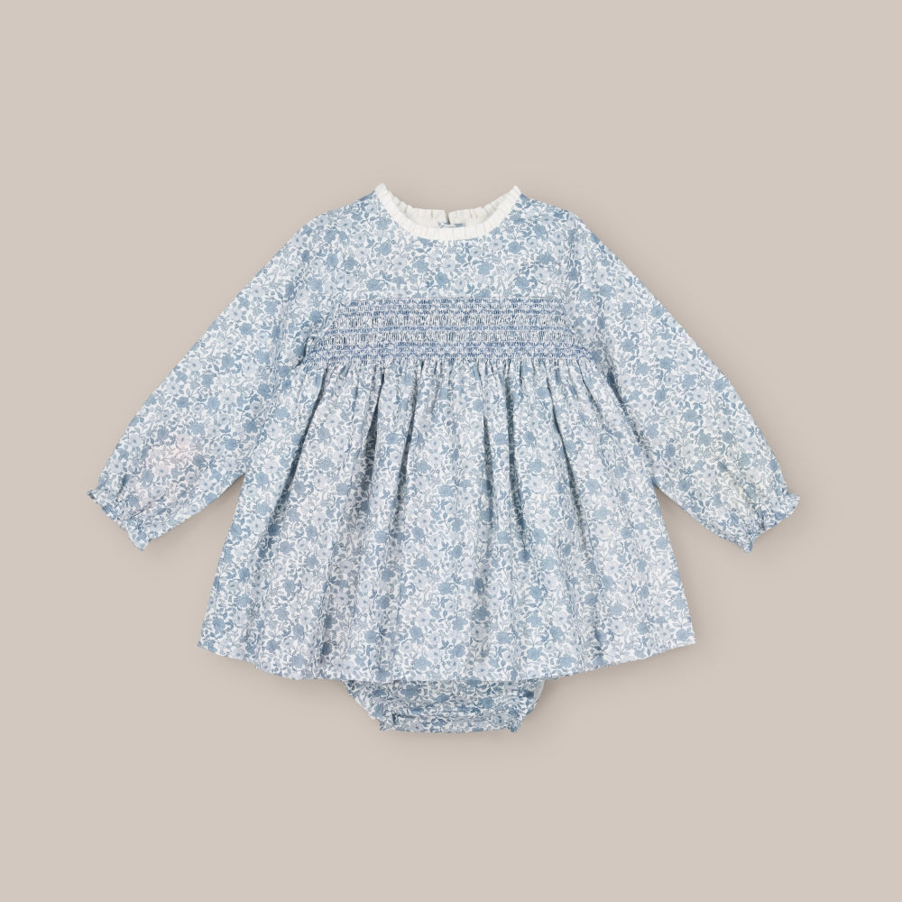baby dress set Smock Blue tea