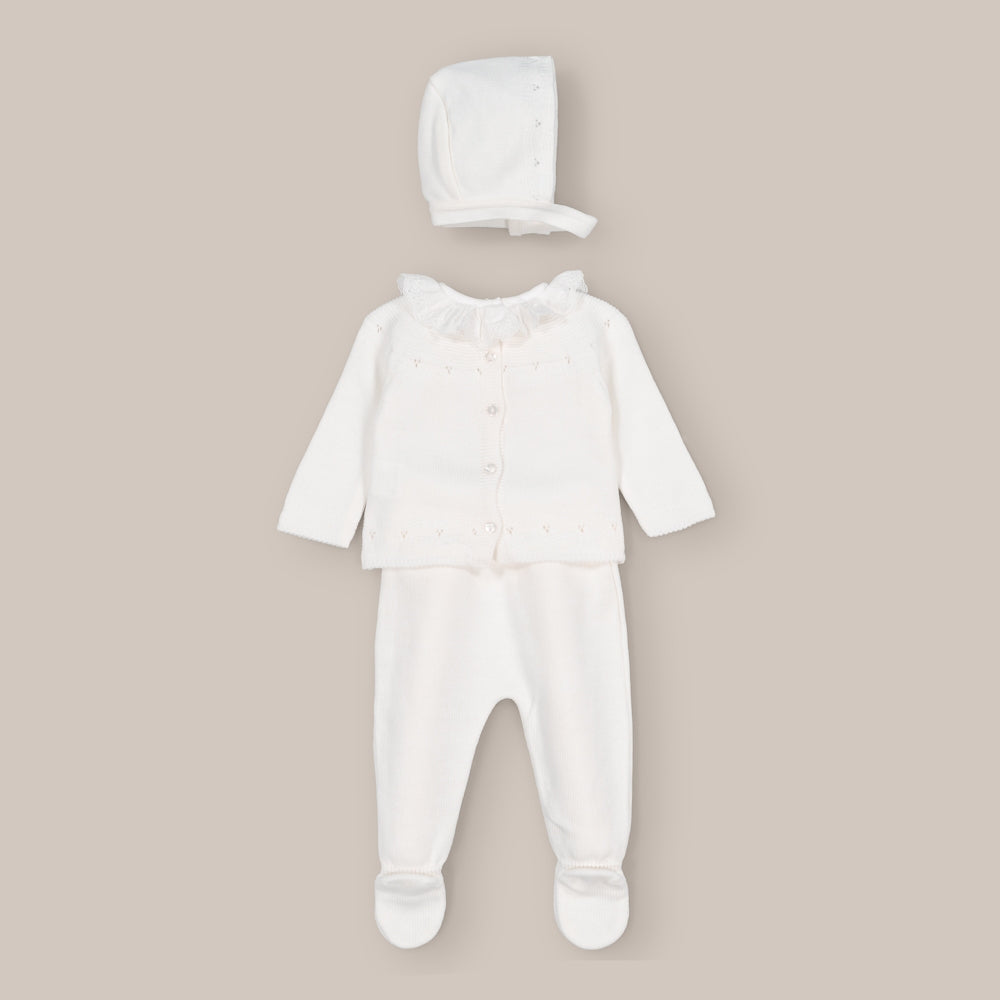 Conjunto Bebé Punto Puntilla Blanco