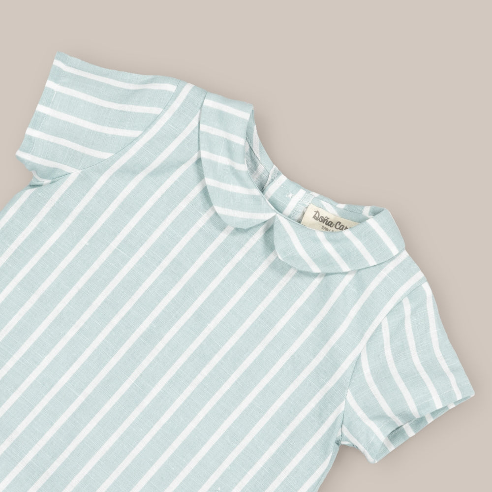 Camicia da neonato a righe turchesi