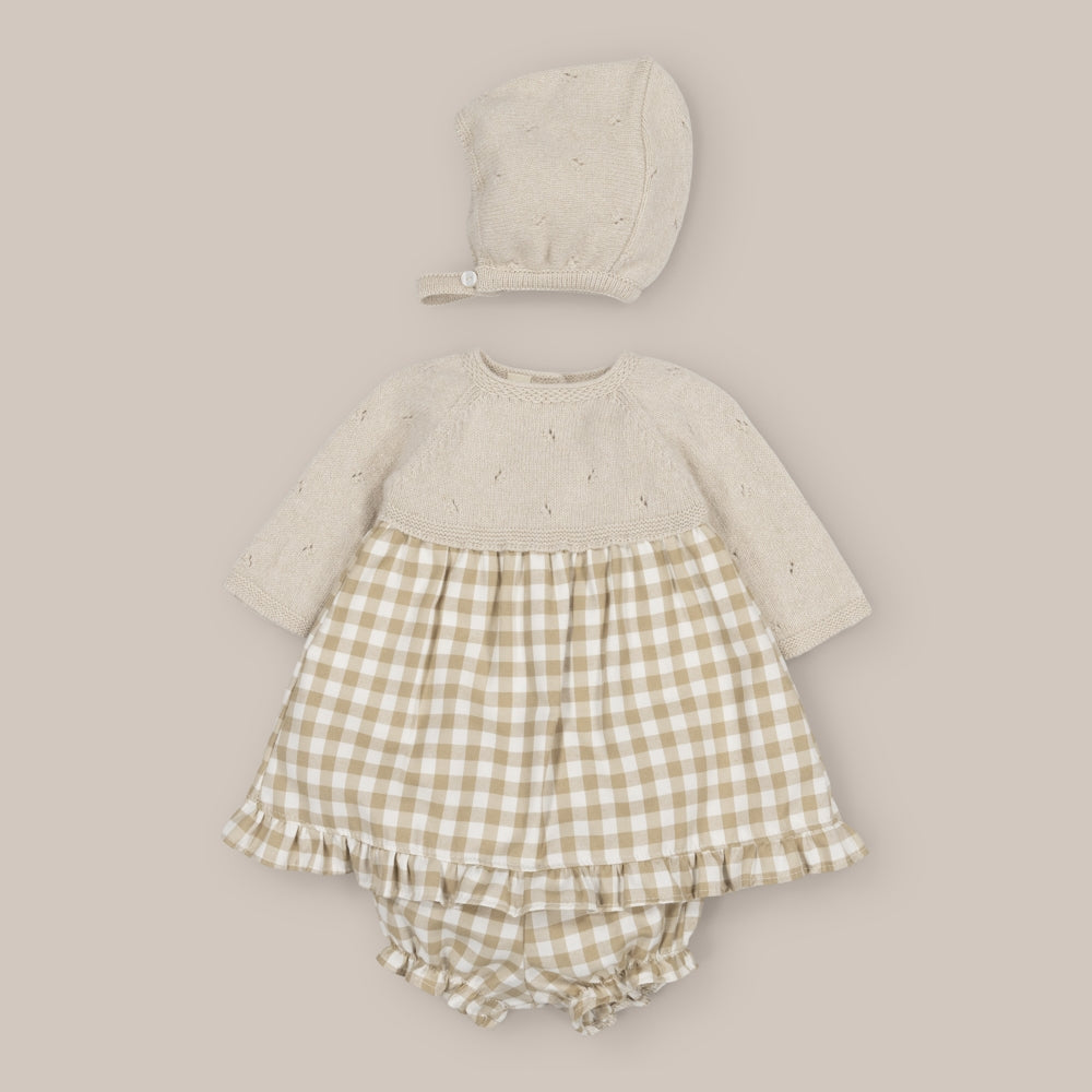 baby dress set Cashmere with Bonnet