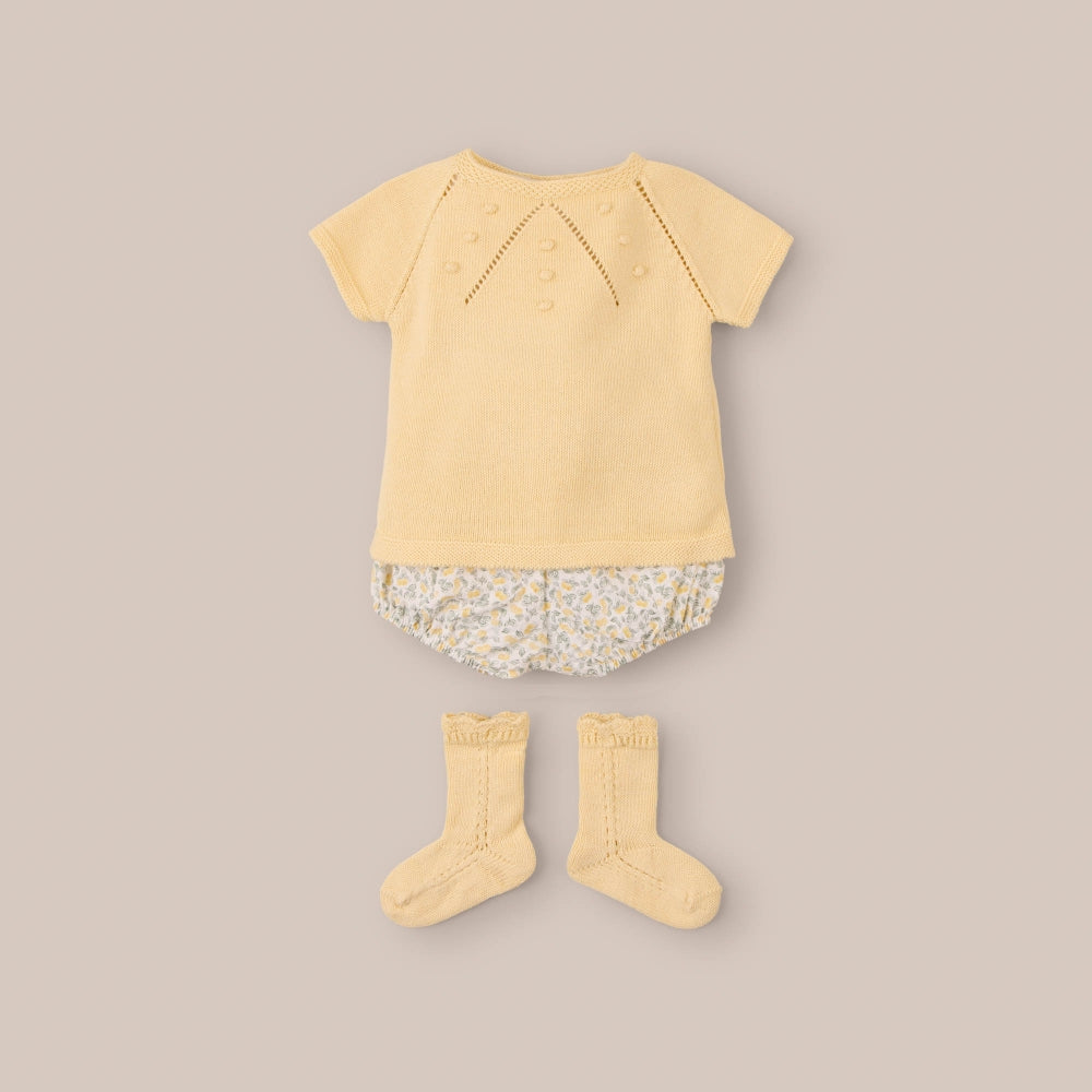 3 Piezas Corto Ranita Estampada Limones