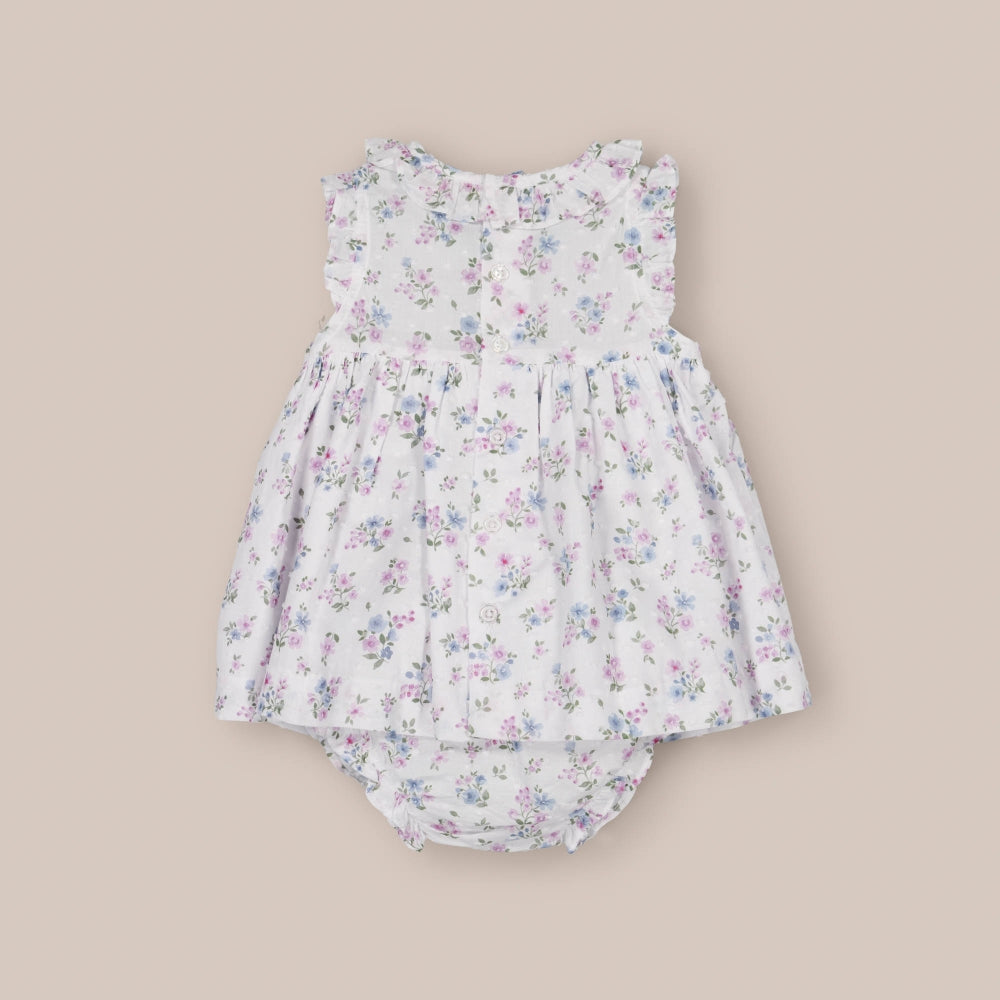 Vestido de bebê com tapa-fralda Smock corpete