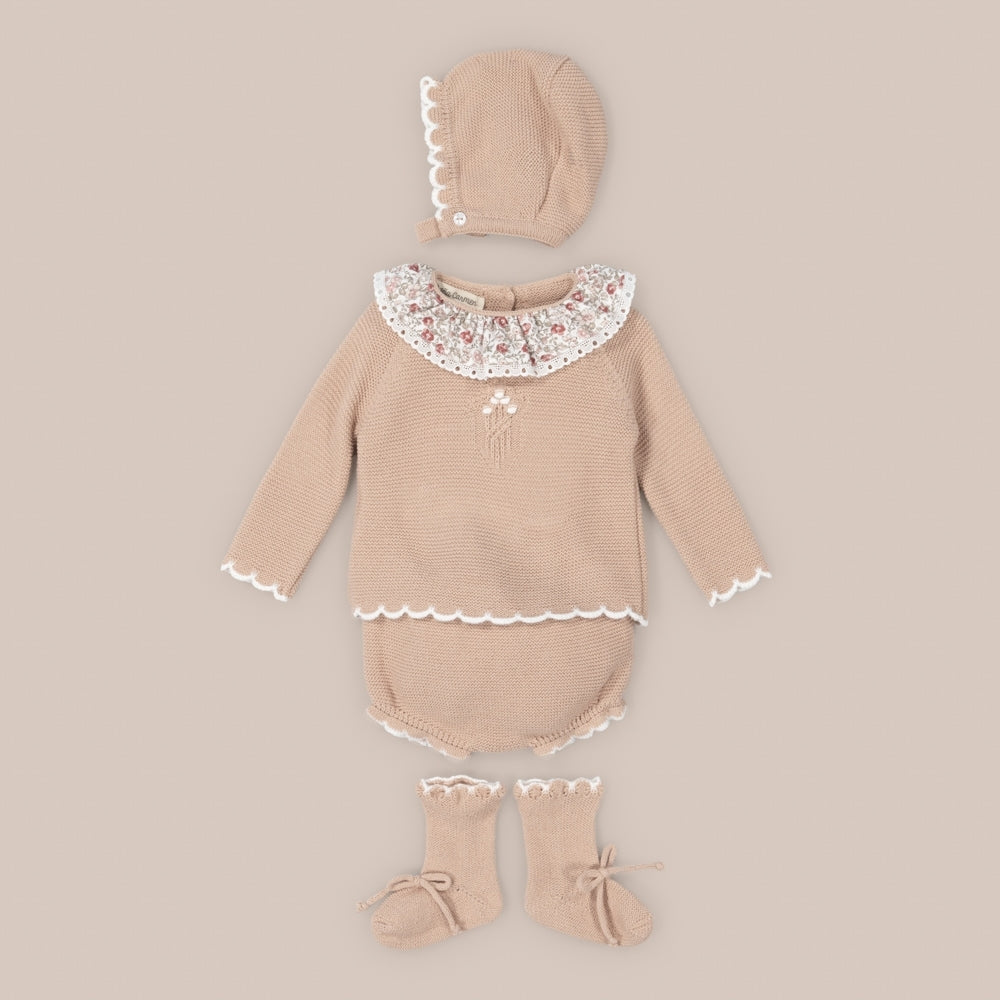 Conjunto Bebé 4Piezas Grana Rosa Empolvado