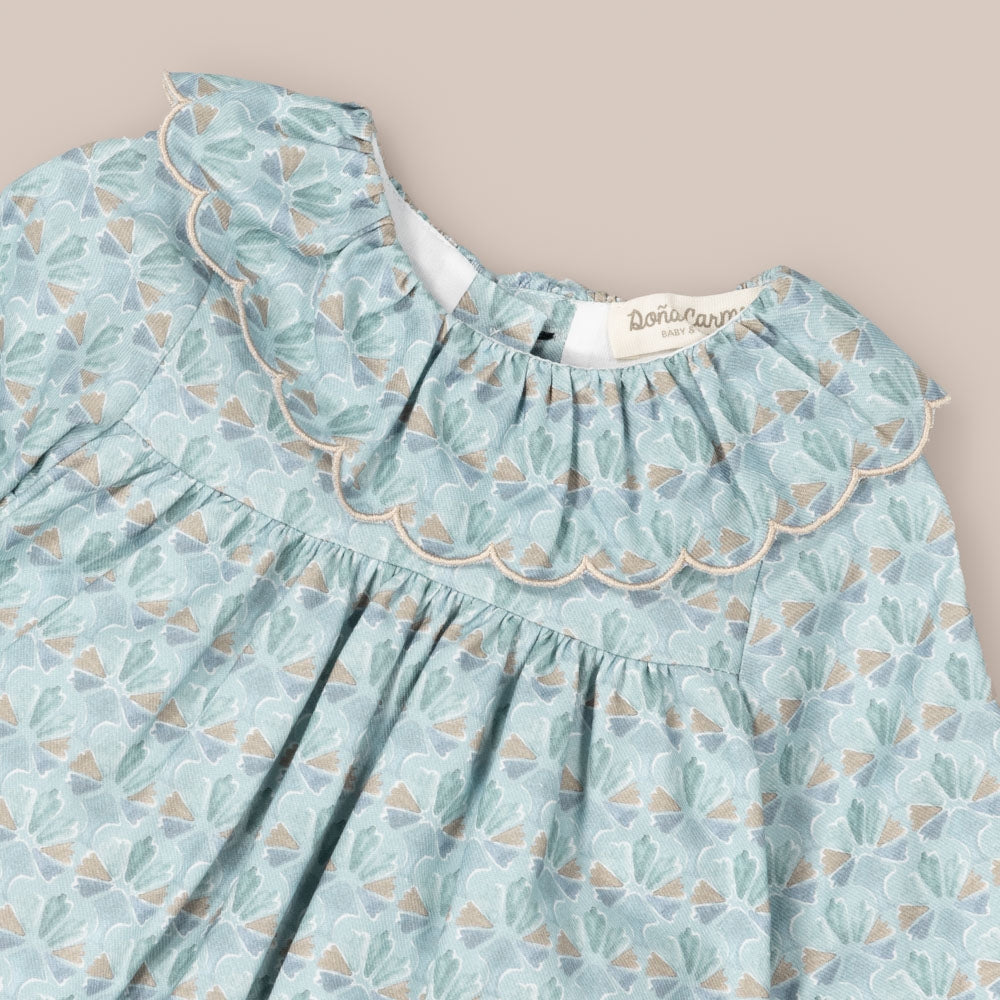 Baby dress set Baby Blue Wave Fan