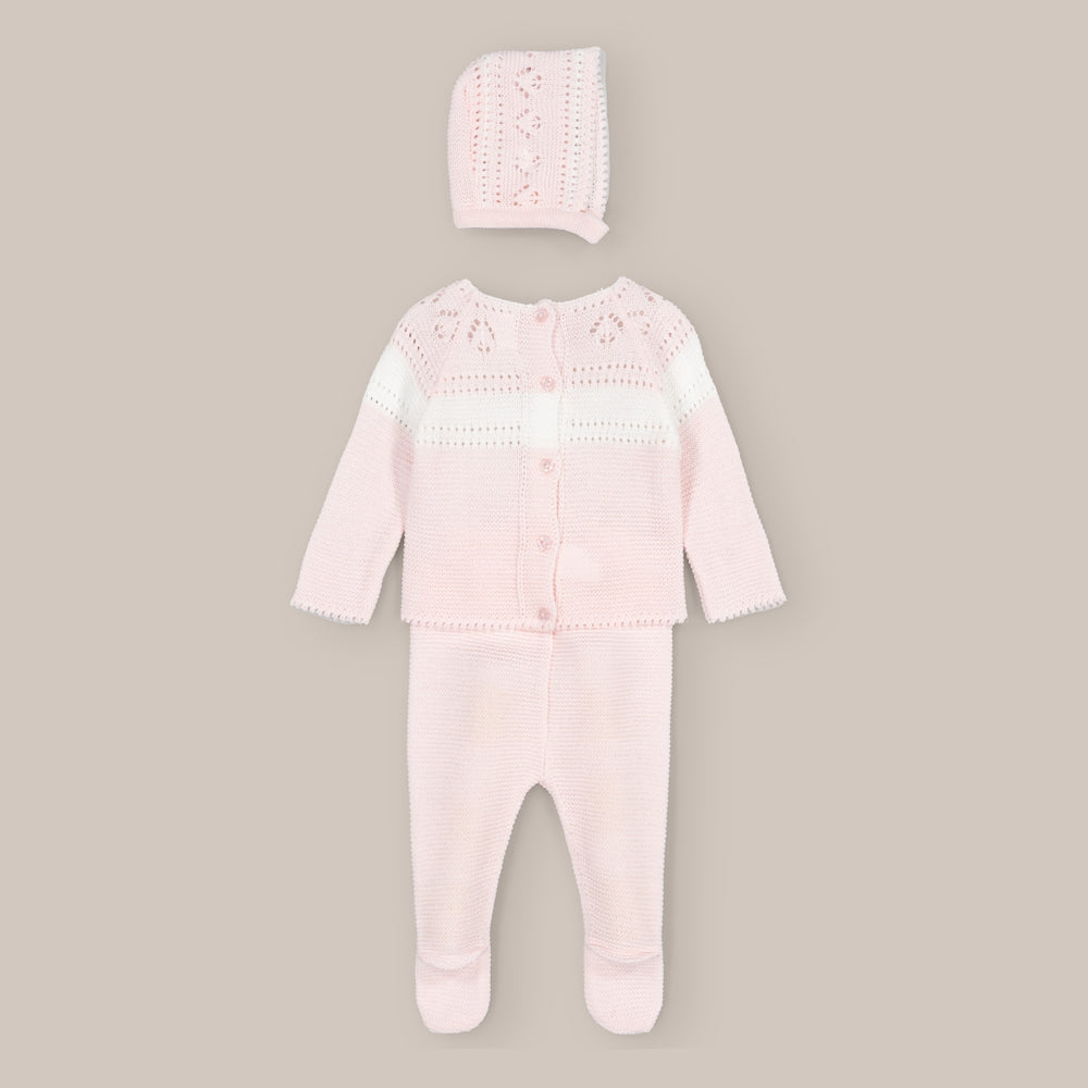 Conjunto Punto Bebé Mimo Rosa Branco