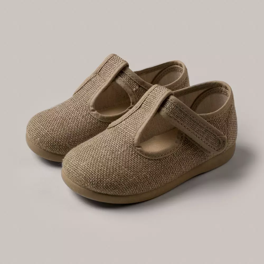 LINEN SHOES WITH VELCRO STRAP
