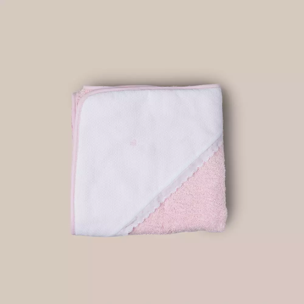 PINK BABY TOWEL CUORE