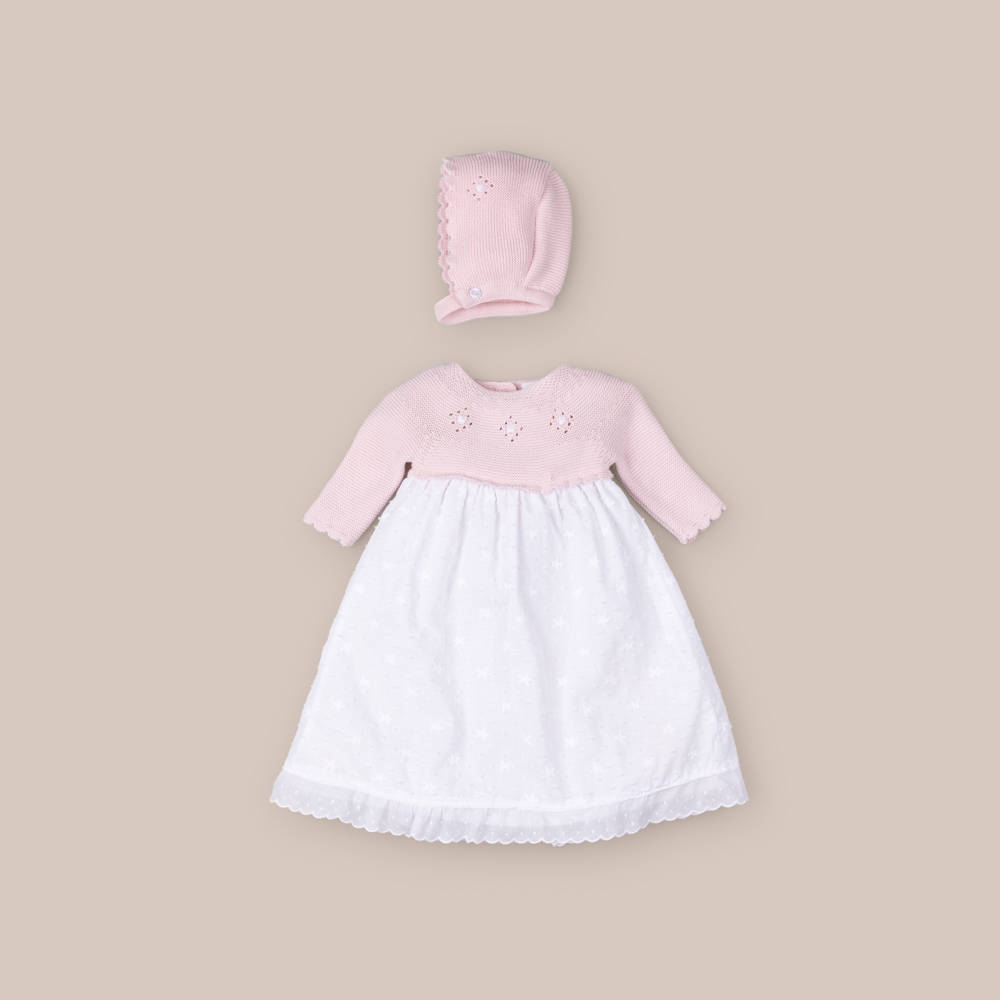 PINK BABY DRESS WITH BONNET...