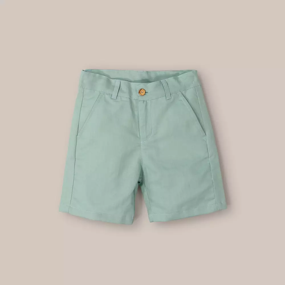 BOY SHORT GREEN LINEN COTTON