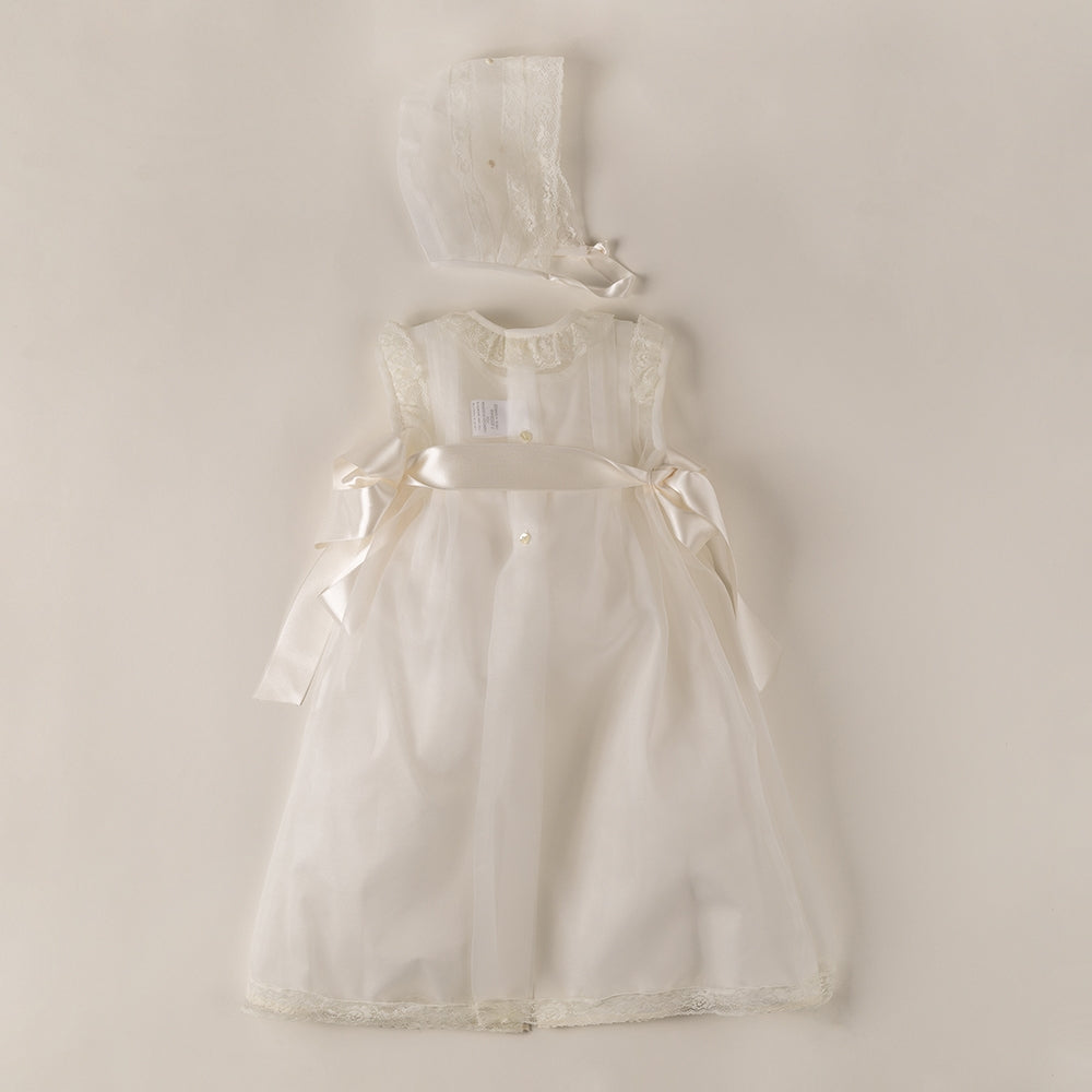 Long Baby Dress Of christening with  Bonnet Bodoques