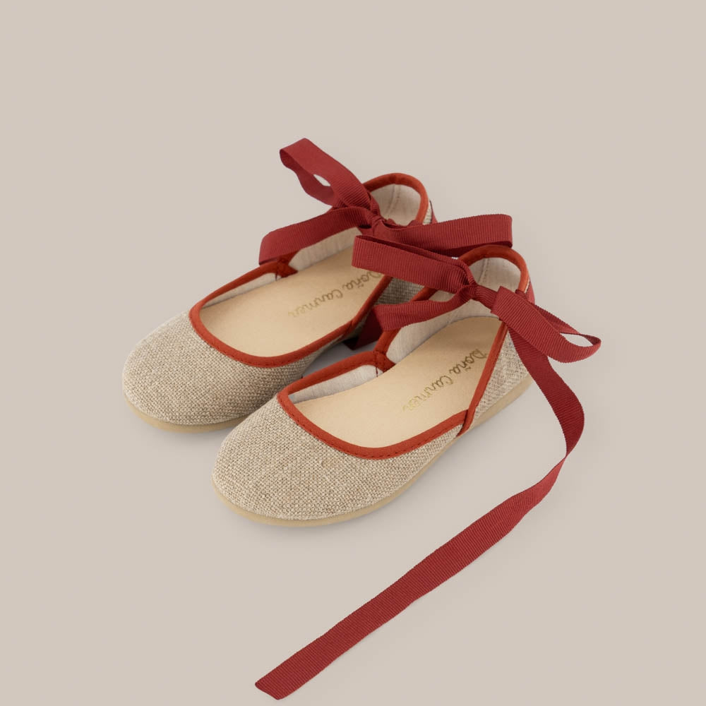 Mercedita Girl ribbon Combi Linen