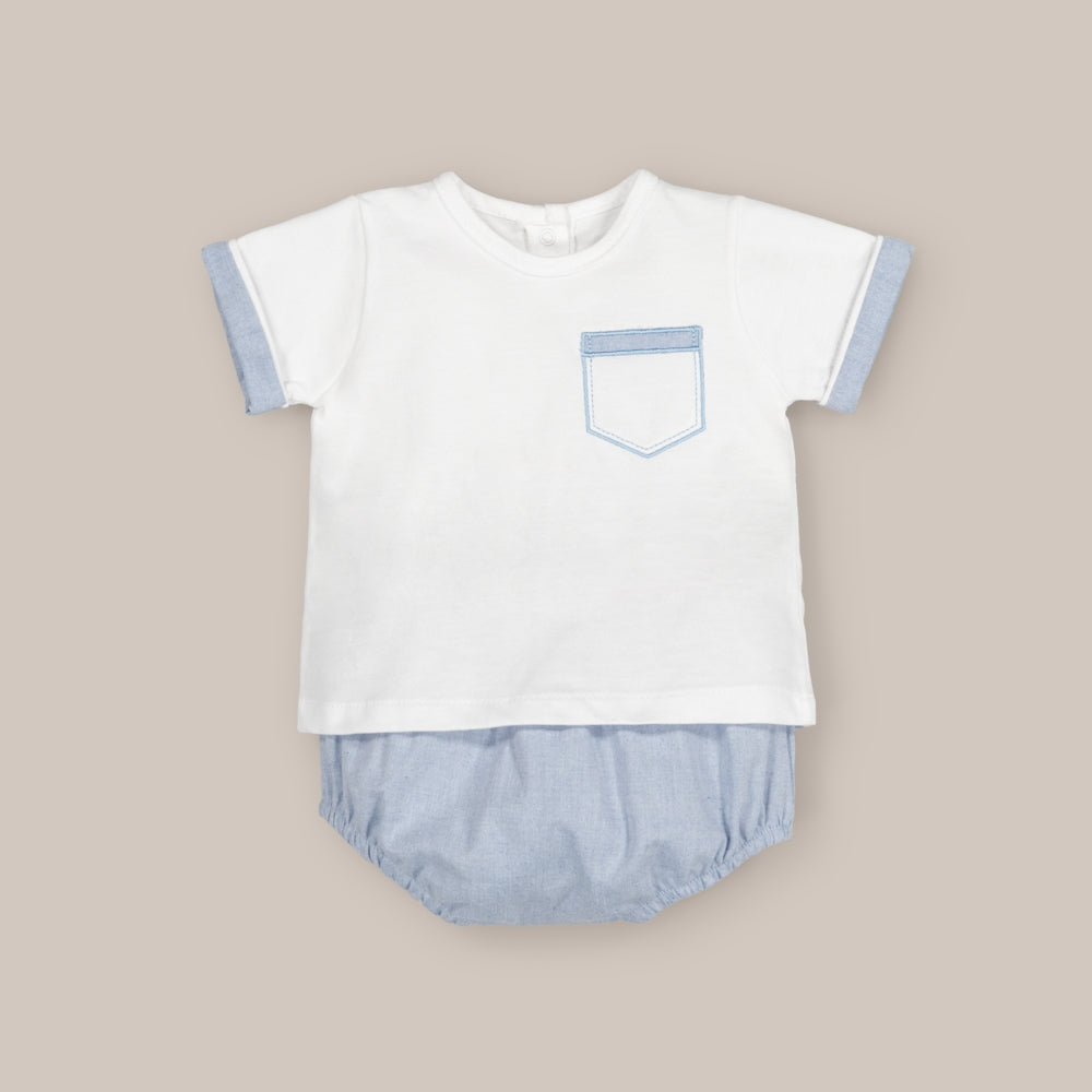 Blaues Chambray-Baby-Set