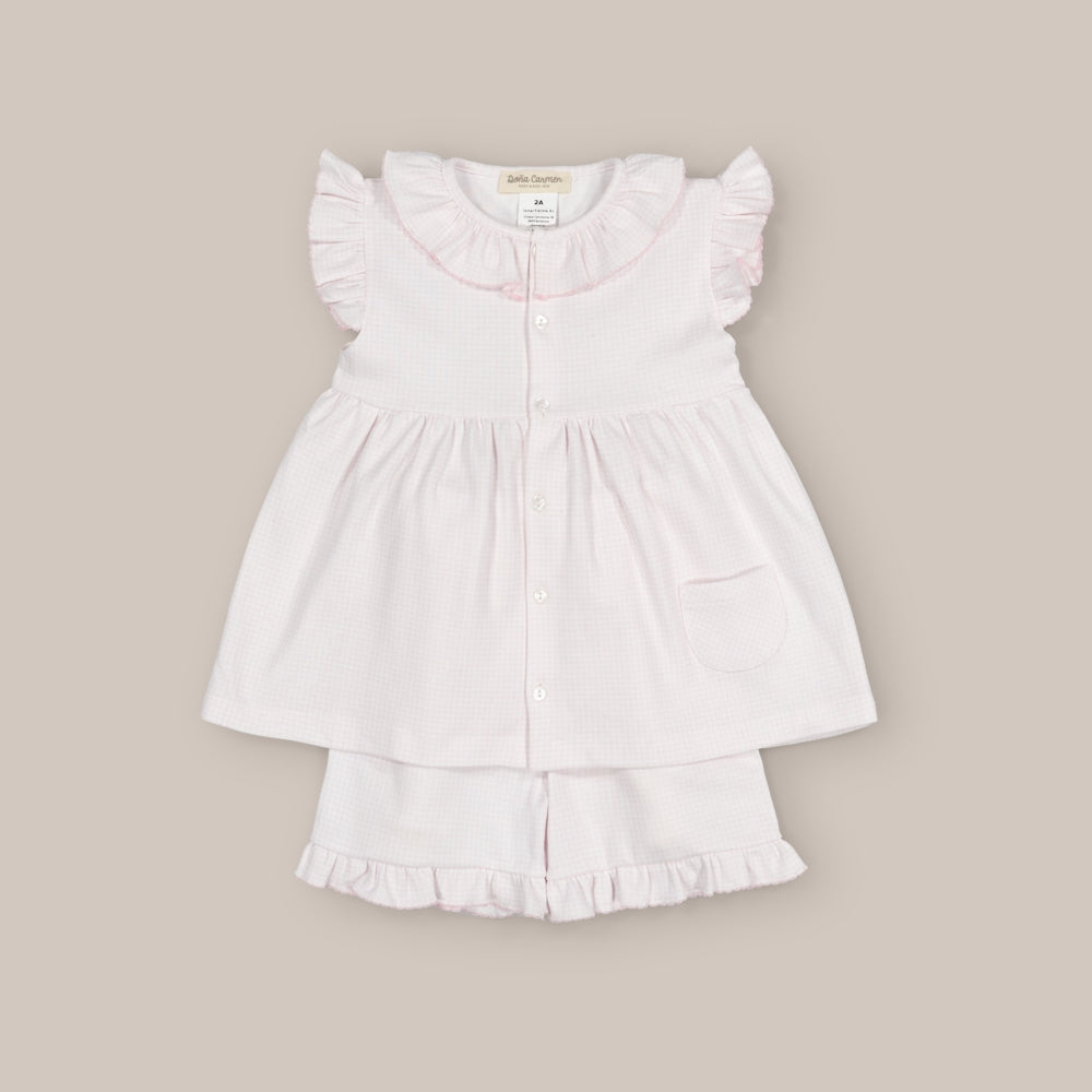 Kurzer Pyjama aus Vichy-Baumwolle