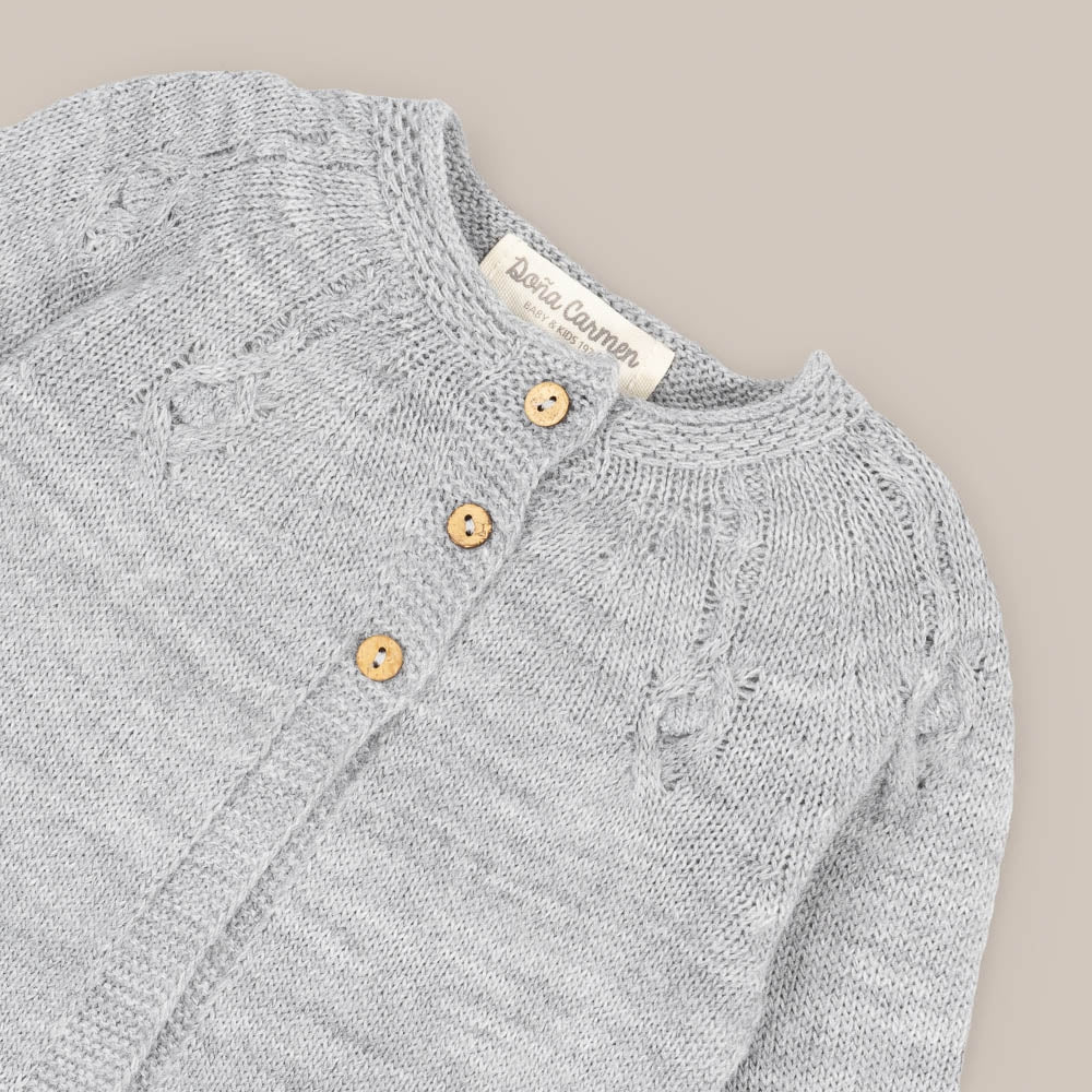 cardigan Gray Knotted Wool