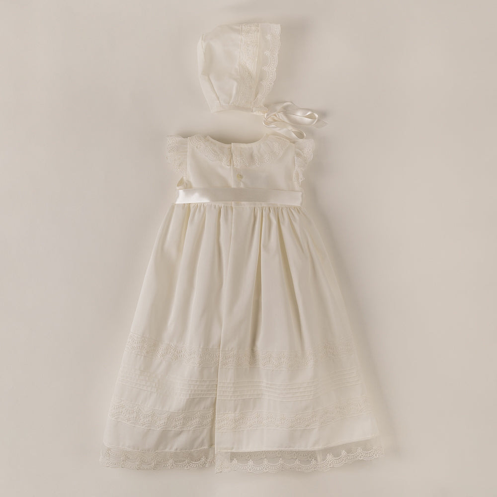 Long Baby Dress Of christening with  Bonnet Entredos