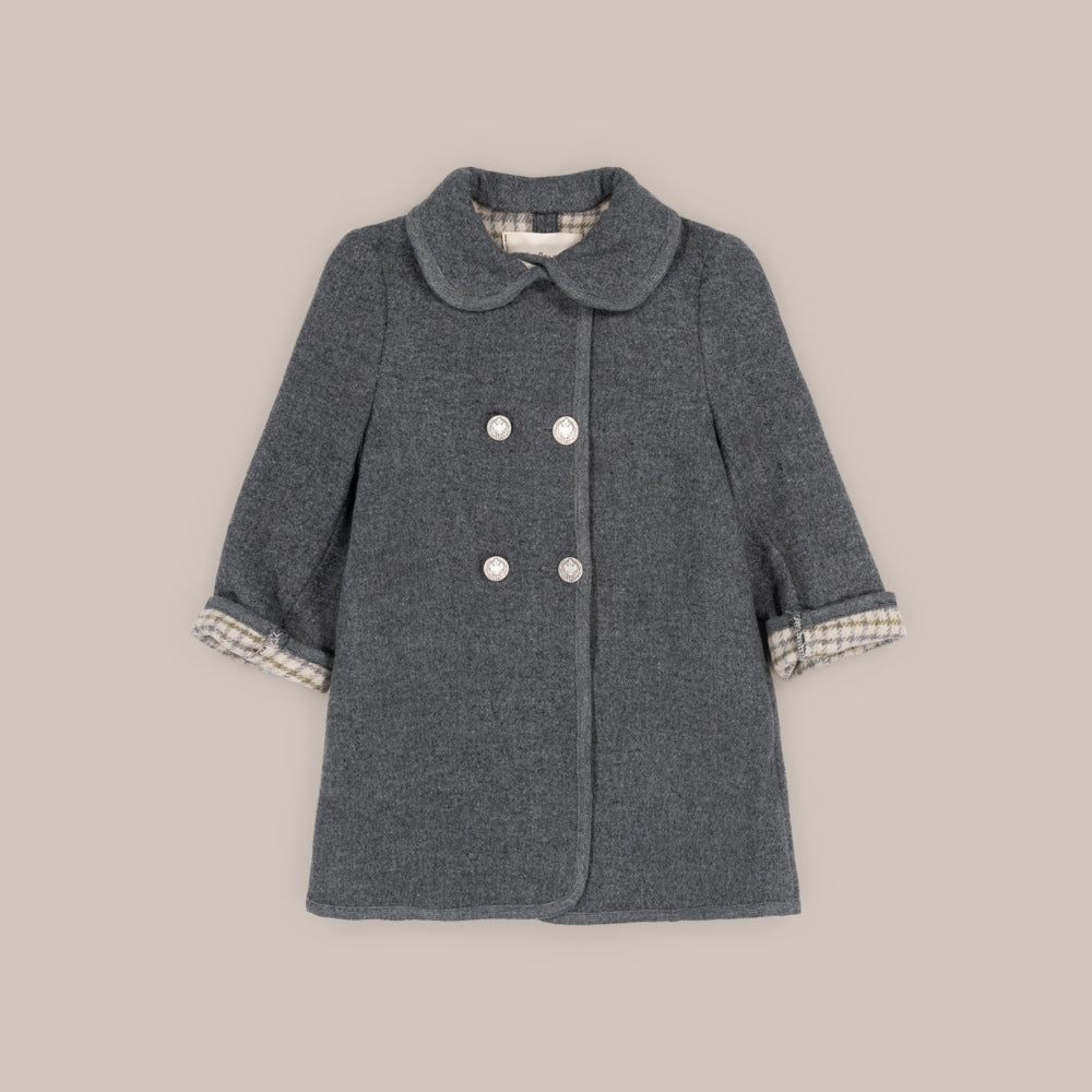 Manteau Fille Carreaux Laineux