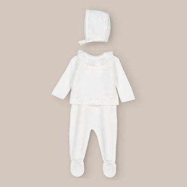 Conjunto Bebé Punto Puntilla Blanco