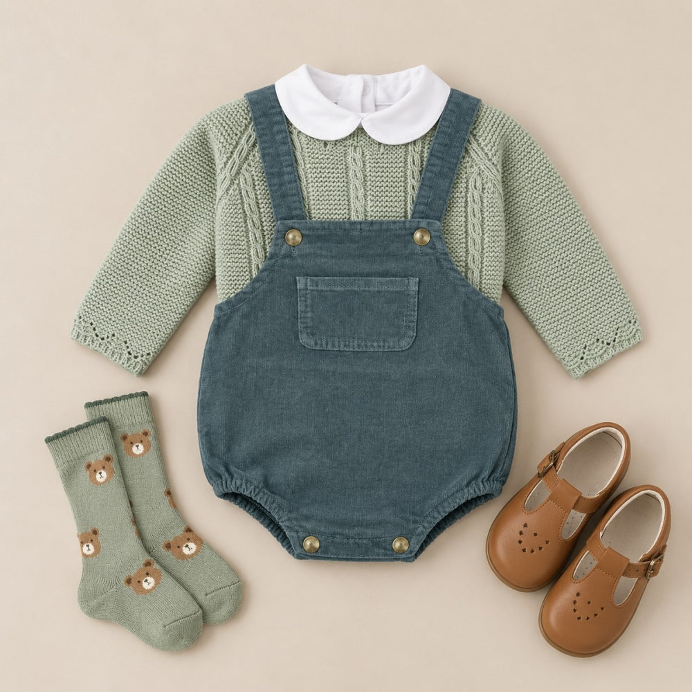 Strampler Baby-Cordgrün
