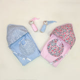 Capa Baño Bebe Con Babero Y Chupeterotero Rosa