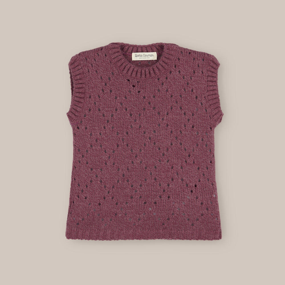 Girl's Aubergine Wool Vest