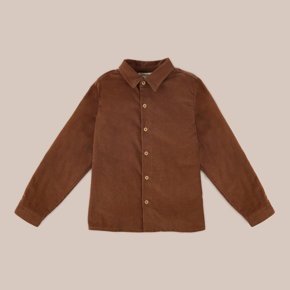 Camicia in velluto a coste color moka