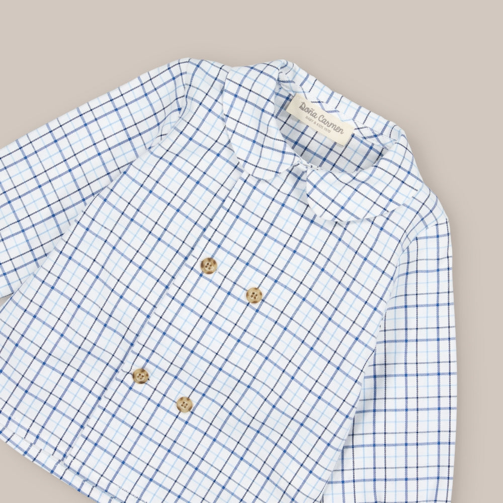 Camisa Cruzada Cuadro Azul