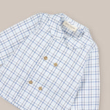 Blue Checked Double-breasted Shirt