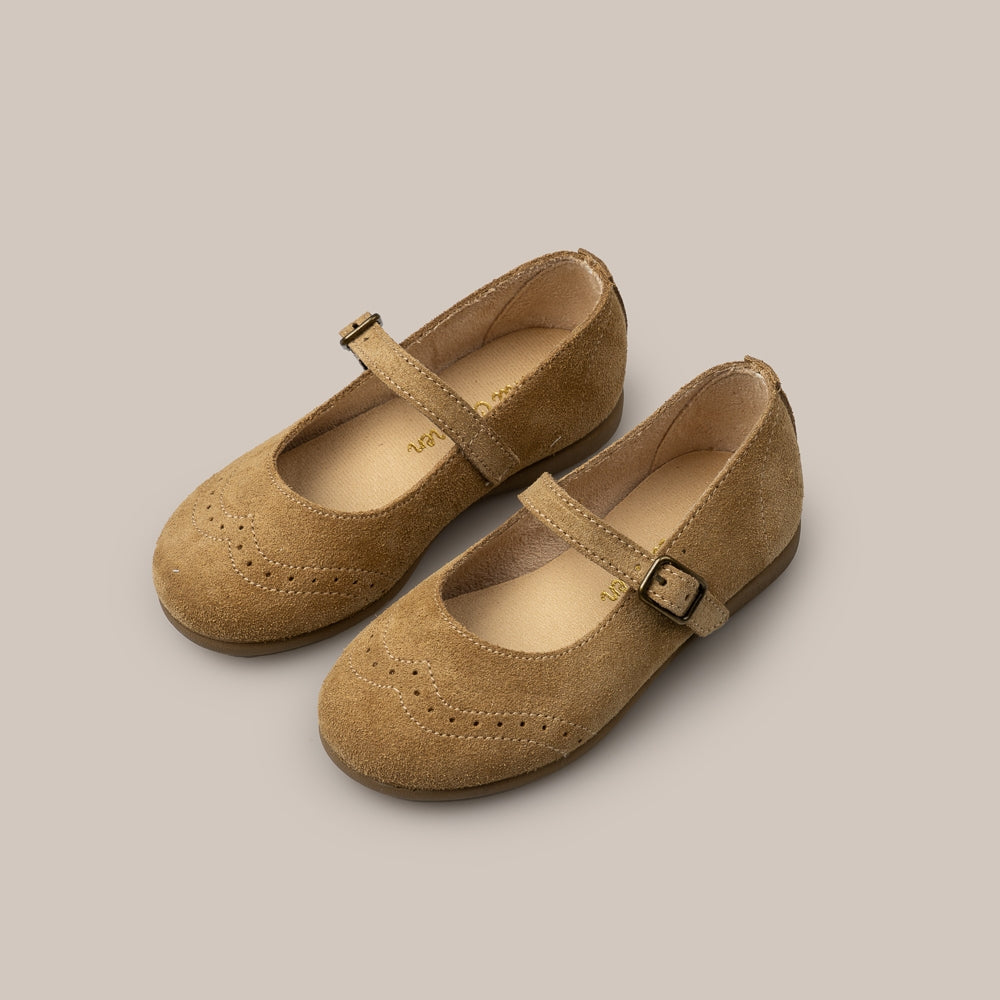 Mary Jane in pelle scamosciata color miele