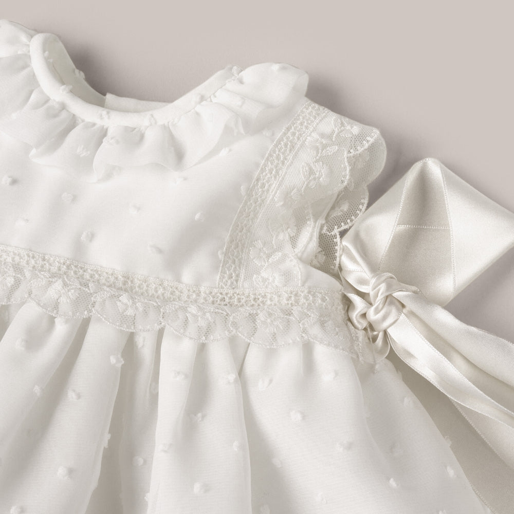Long Baby Dress Of christening Plumeti With  Bonnet
