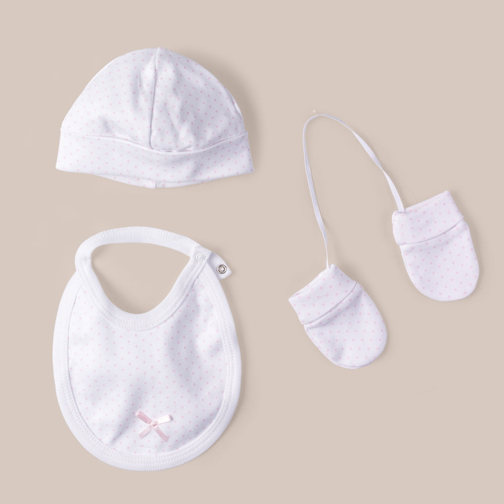 Conjunto bebé Algodão três peças bolinhas