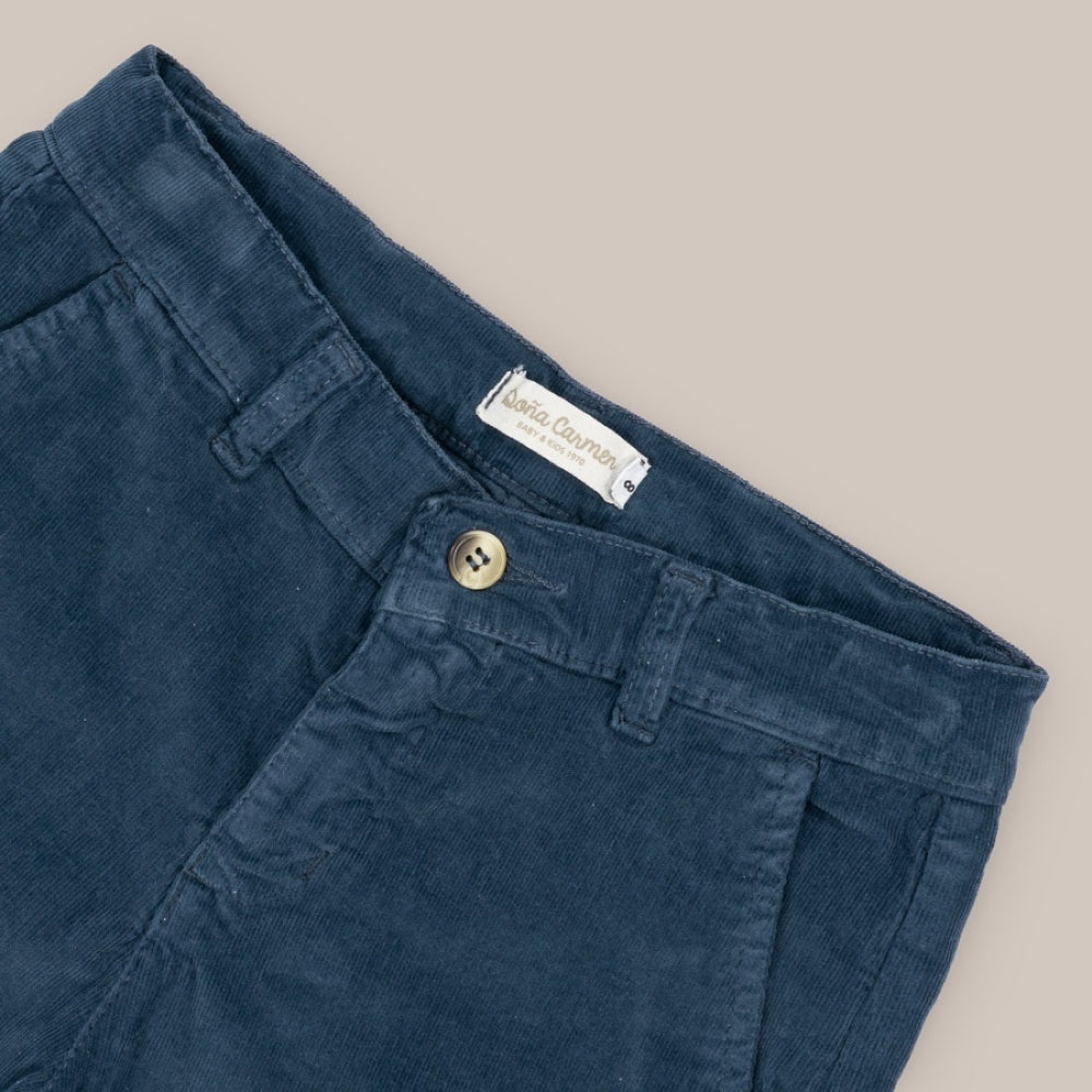 Bermuda Garçon Velours Bleu