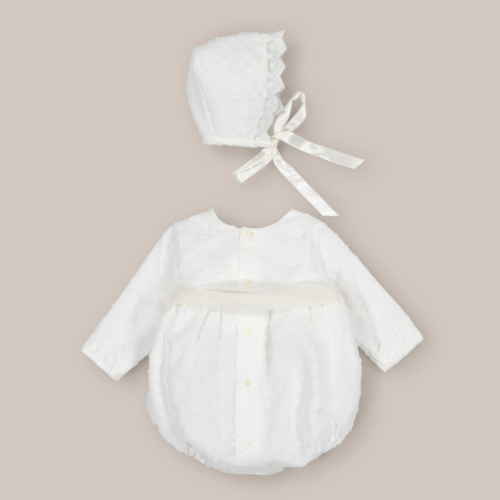 romper Baptism with Plumon capota