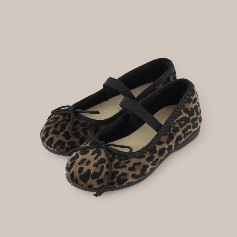 Ballerina aus Samt mit Animal-Print