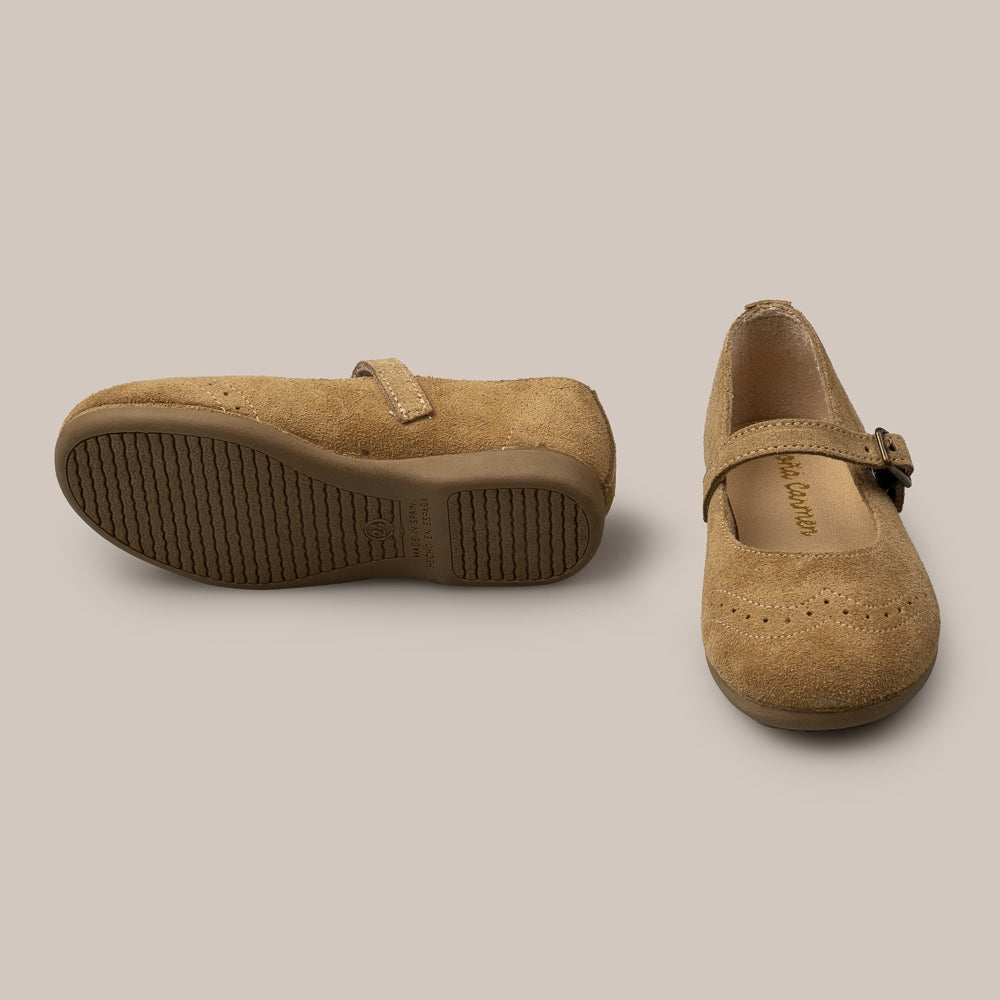 Mary Jane in pelle scamosciata color miele