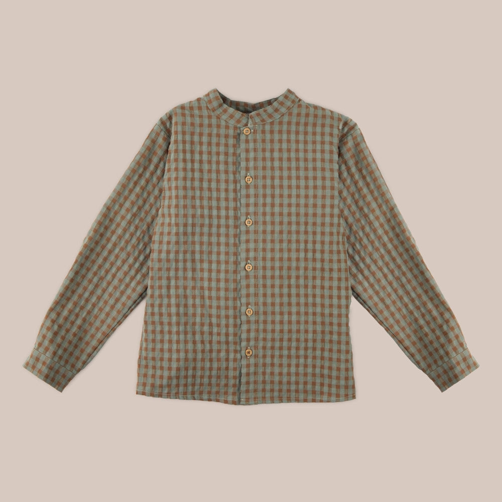 Camicia a maniche lunghe color moka