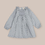 Girls' Dress with Green Diamond Nest Pattern