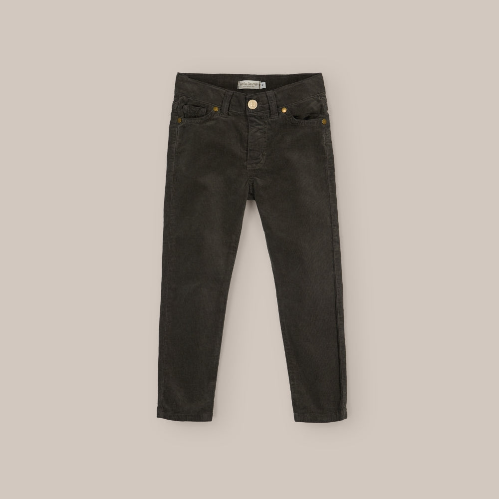 Pantalon 5 poches en velours côtelé kaki