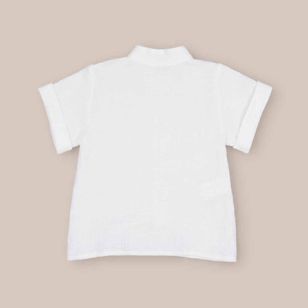 Camicia a maniche corte con pompon