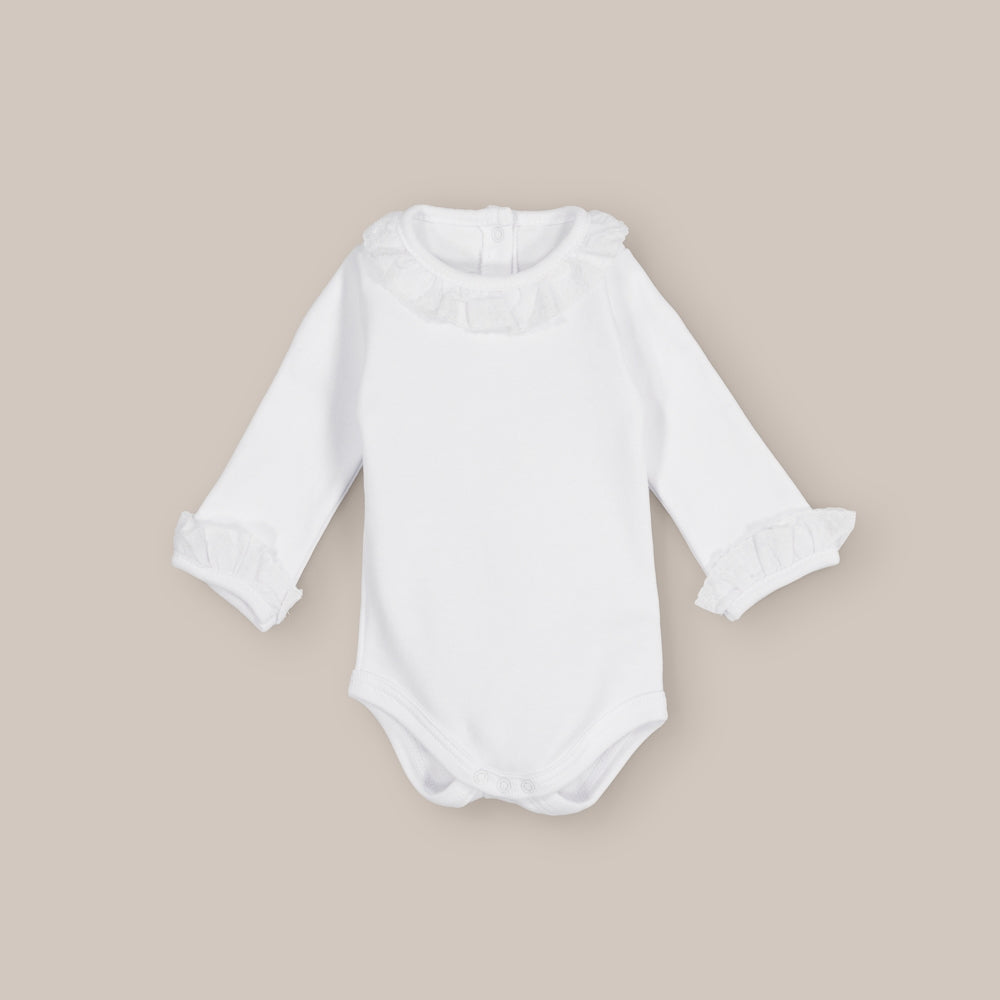 Body Bébé Manches Longues Col Brodé