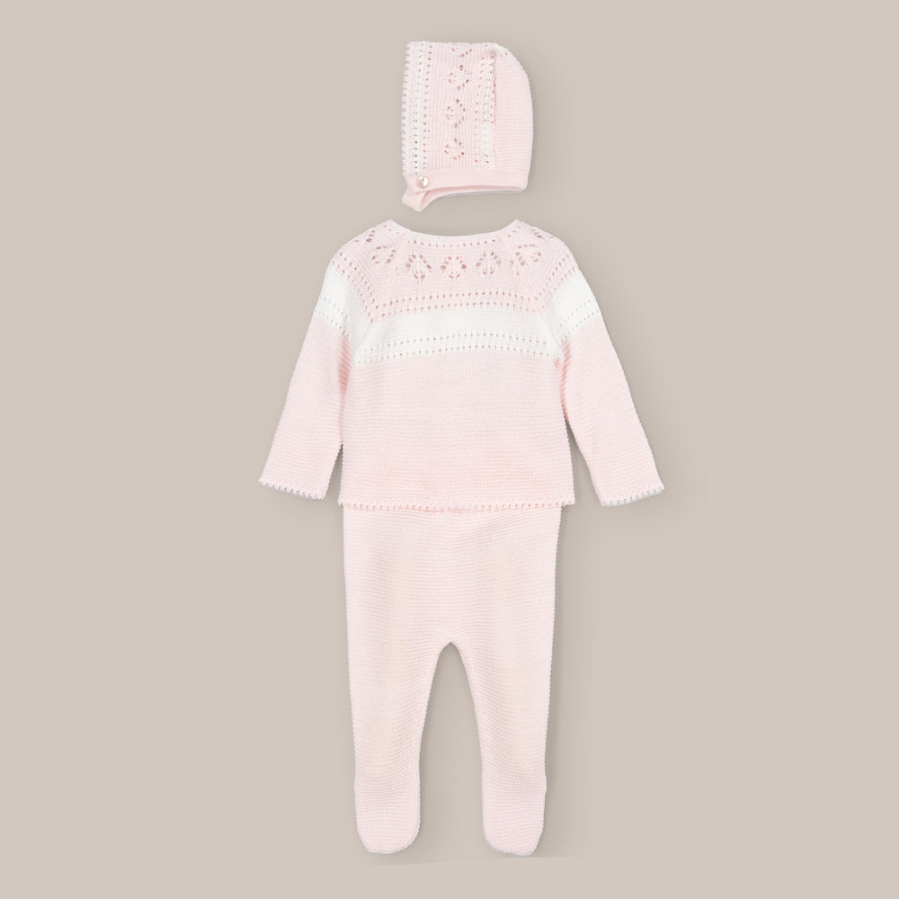 Conjunto Punto Bebé Mimo Rosa Branco