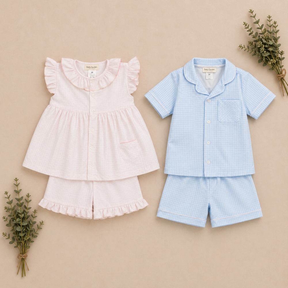 Pyjama Court En Coton Vichy