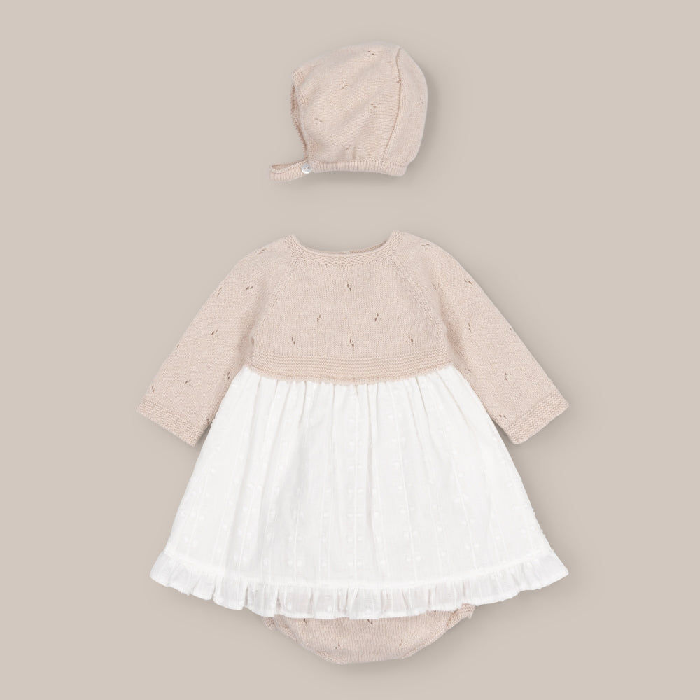 baby dress set Cash with  Bonnet