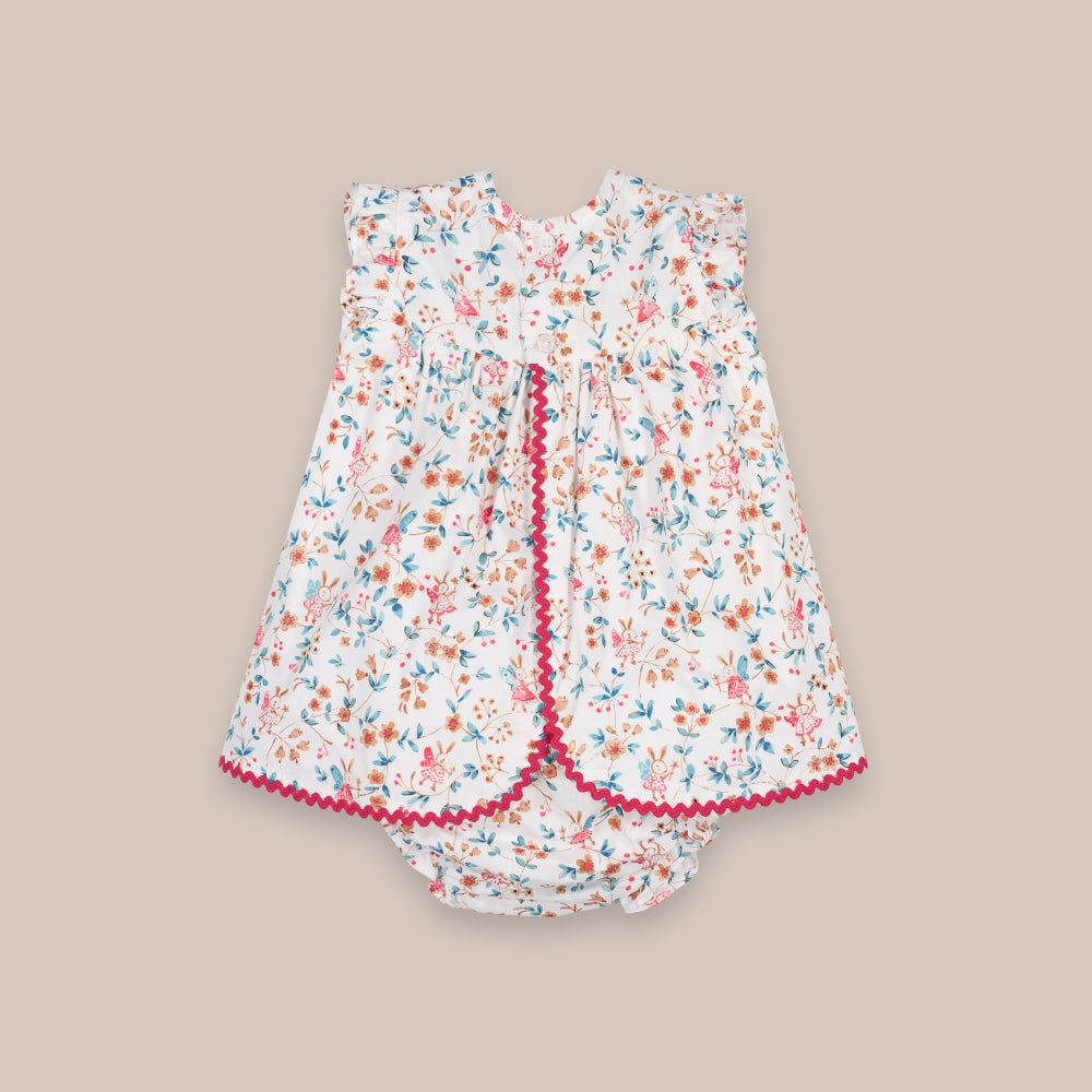 Vestido de bebê com tapa-fralda Smock Fadas