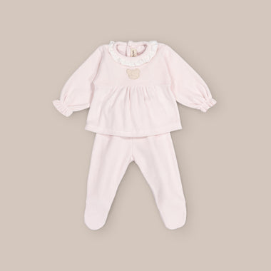 Conjunto Terciopelo Niña Osete Rosa