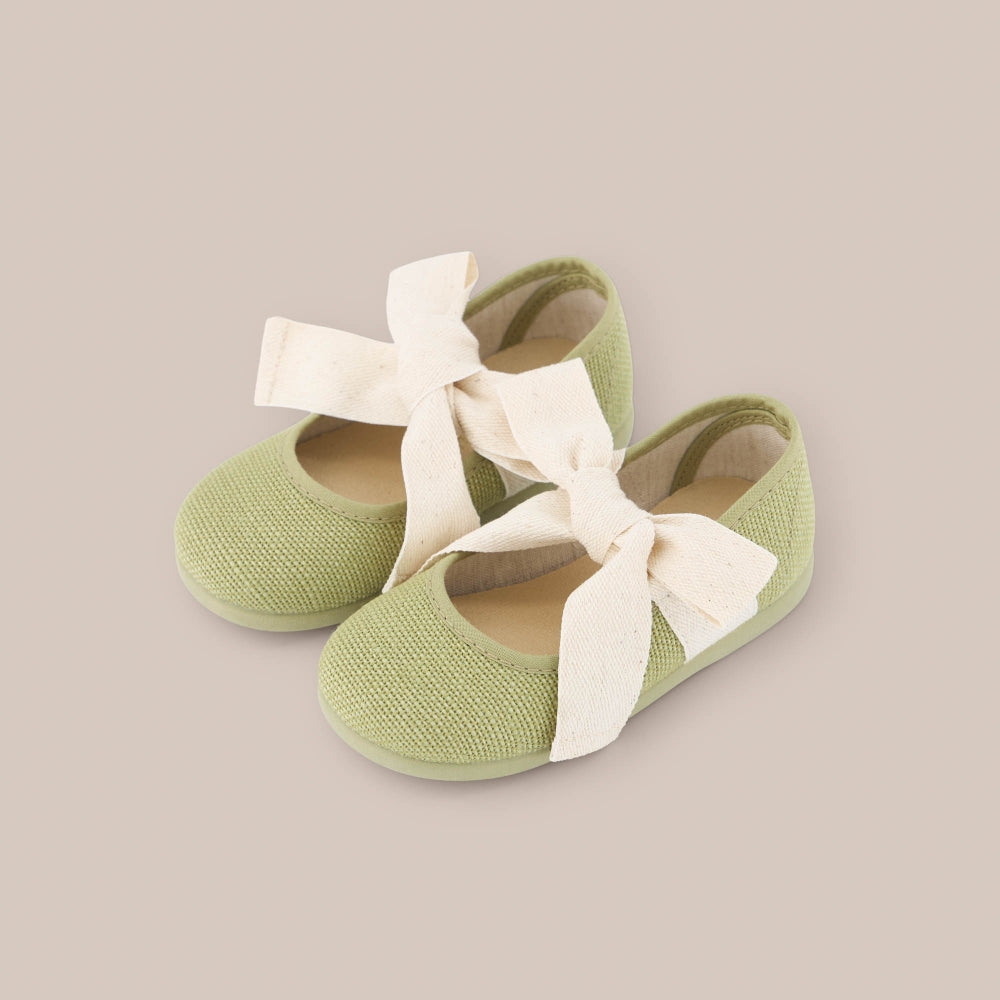 Chaussure en coton avec nœud en lin