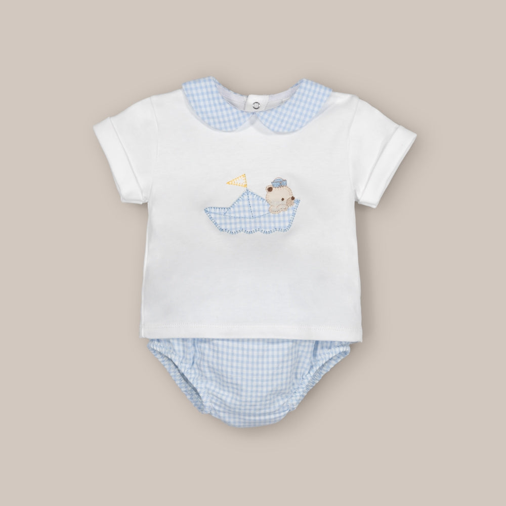Conjunto Barco Papel Azul