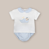 Conjunto Barco Papel Azul