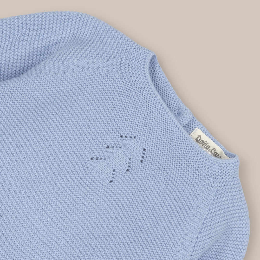 Conjunto de malha azul bebé