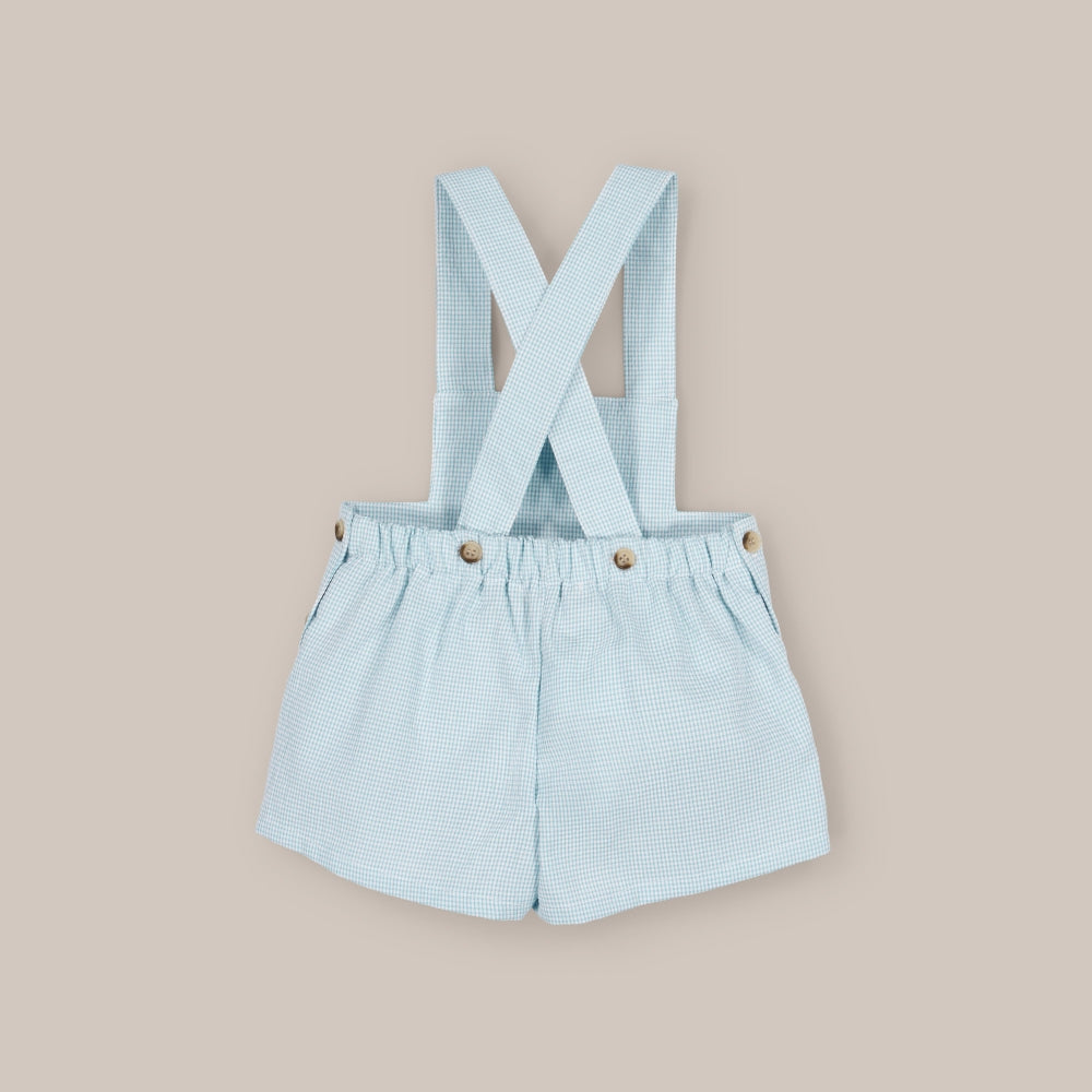 Pantaloni con bretelle turchese