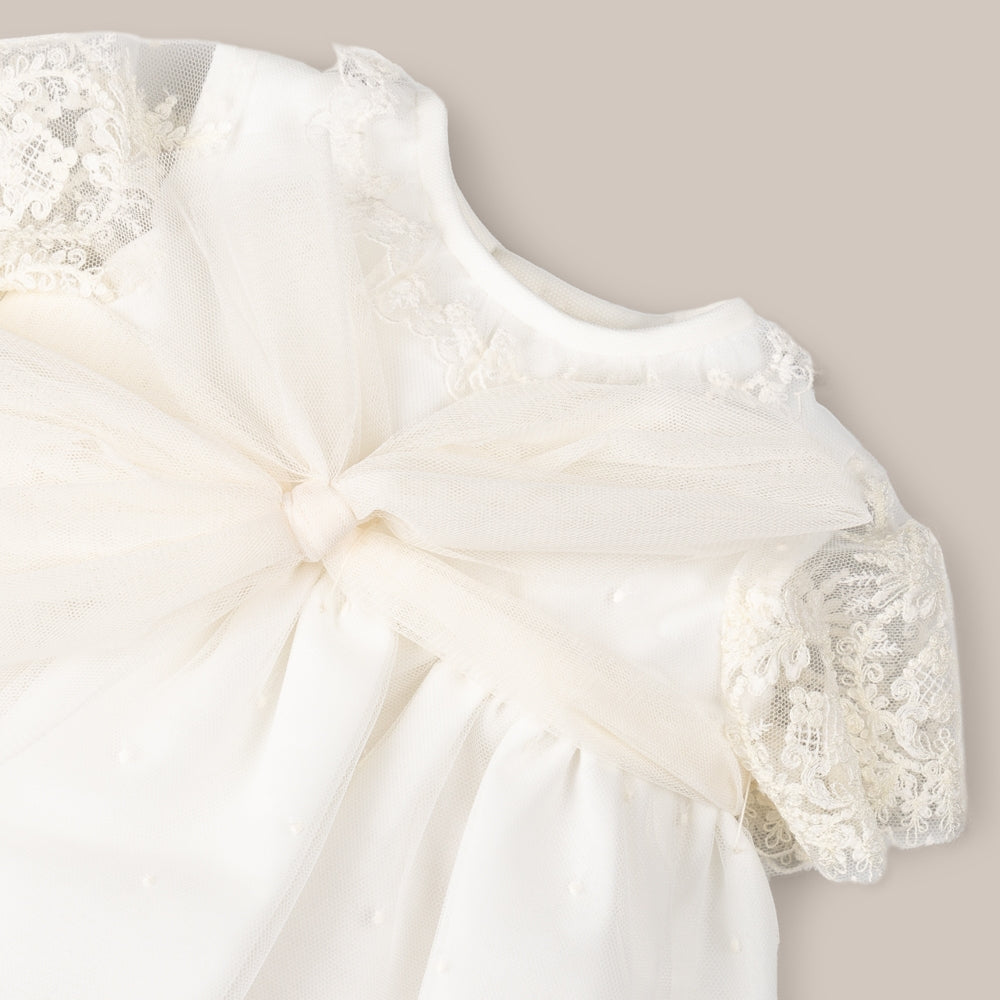 Skirt christening with  Bonnet tulle